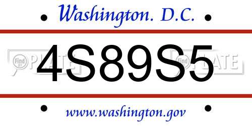 4S89S5 District Of Columbia License Plate