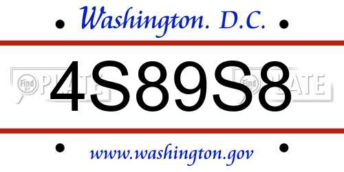 4S89S8 District Of Columbia License Plate