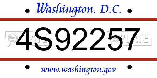 4S92257 District Of Columbia License Plate