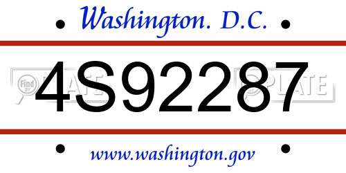 4S92287 District Of Columbia License Plate