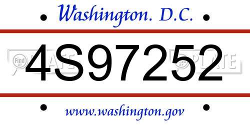 4S97252 District Of Columbia License Plate