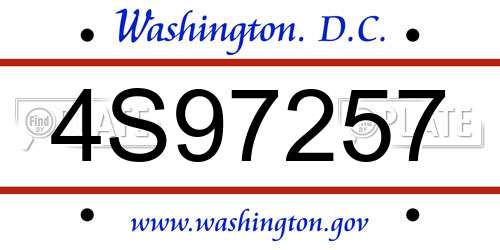 4S97257 District Of Columbia License Plate