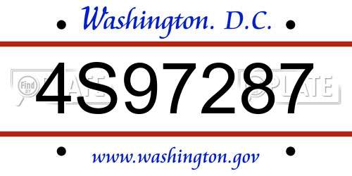 4S97287 District Of Columbia License Plate