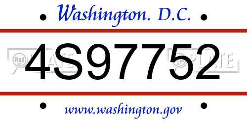 4S97752 District Of Columbia License Plate