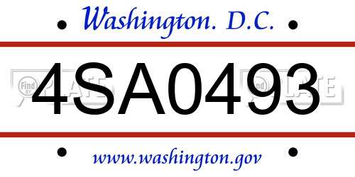 4SA0493 District Of Columbia License Plate