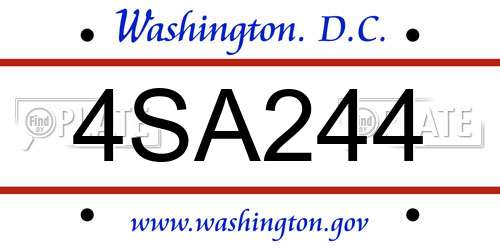 4SA244 District Of Columbia License Plate
