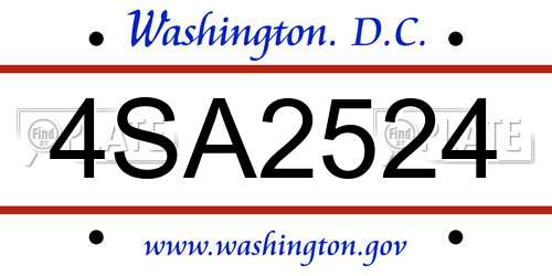4SA2524 District Of Columbia License Plate