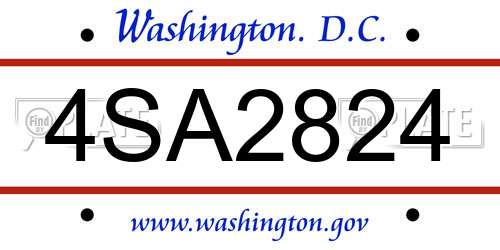 4SA2824 District Of Columbia License Plate