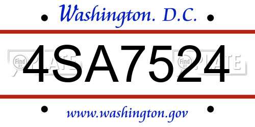4SA7524 District Of Columbia License Plate