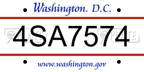 4SA7574 District Of Columbia License Plate