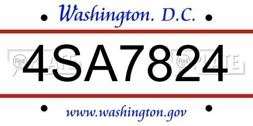 4SA7824 District Of Columbia License Plate