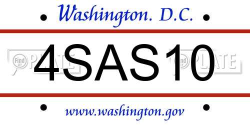 4SAS10 District Of Columbia License Plate