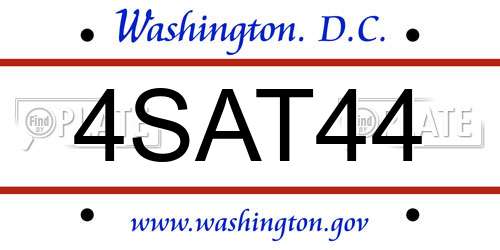 4SAT44 District Of Columbia License Plate
