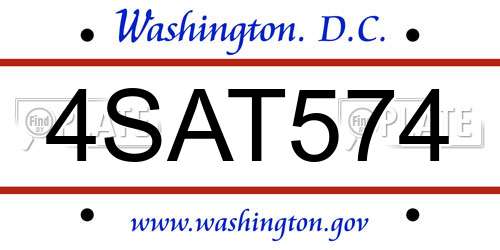 4SAT574 District Of Columbia License Plate