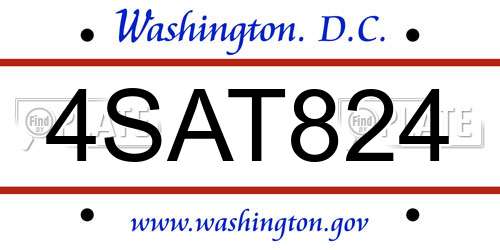 4SAT824 District Of Columbia License Plate