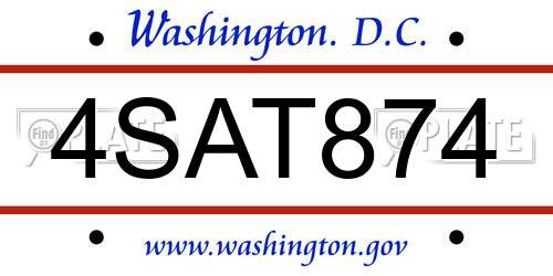 4SAT874 District Of Columbia License Plate