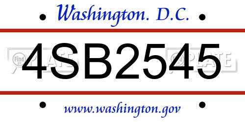 4SB2545 District Of Columbia License Plate
