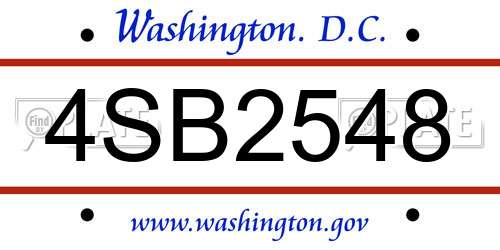 4SB2548 District Of Columbia License Plate