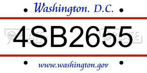 4SB2655 District Of Columbia License Plate