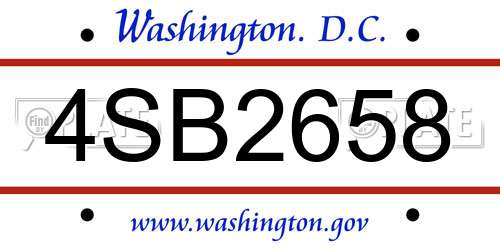 4SB2658 District Of Columbia License Plate