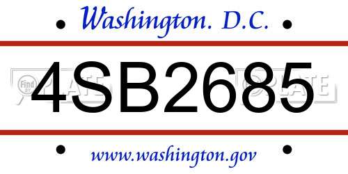 4SB2685 District Of Columbia License Plate
