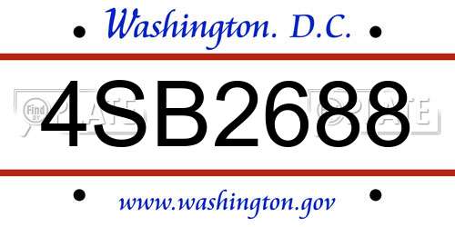 4SB2688 District Of Columbia License Plate