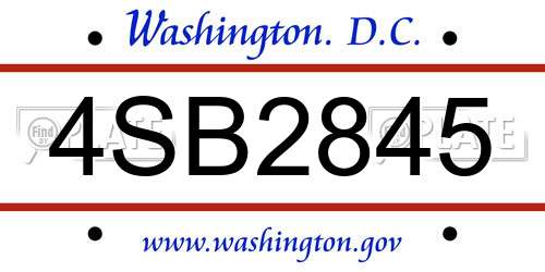 4SB2845 District Of Columbia License Plate