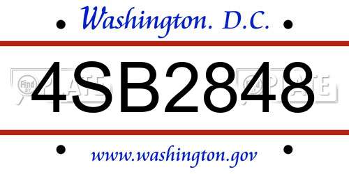 4SB2848 District Of Columbia License Plate