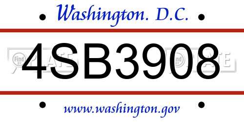 4SB3908 District Of Columbia License Plate