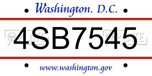 4SB7545 District Of Columbia License Plate