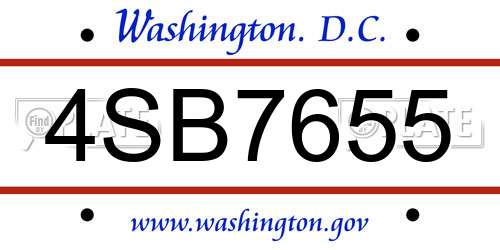 4SB7655 District Of Columbia License Plate