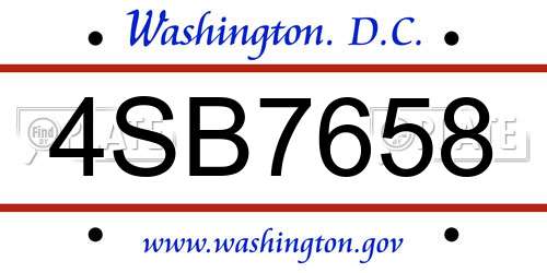 4SB7658 District Of Columbia License Plate
