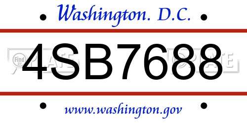 4SB7688 District Of Columbia License Plate