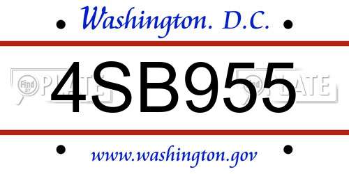 4SB955 District Of Columbia License Plate