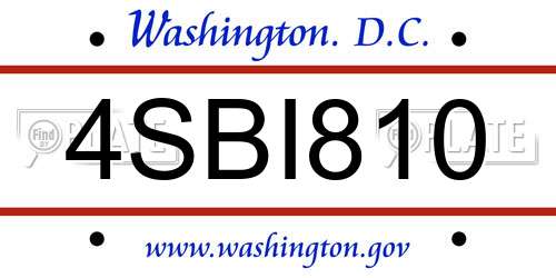 4SBI810 District Of Columbia License Plate