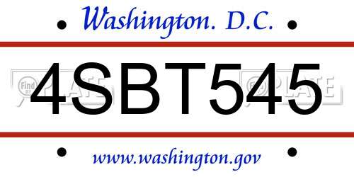 4SBT545 District Of Columbia License Plate