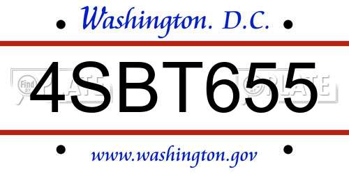 4SBT655 District Of Columbia License Plate