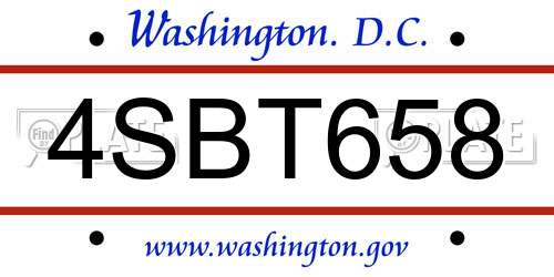 4SBT658 District Of Columbia License Plate