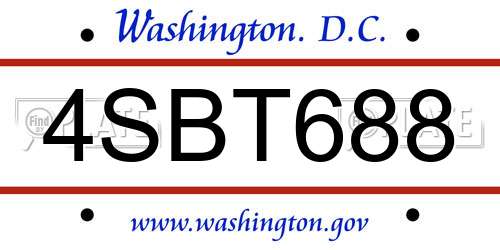 4SBT688 District Of Columbia License Plate