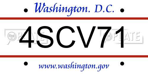 4SCV71 District Of Columbia License Plate