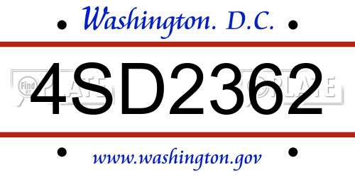 4SD2362 District Of Columbia License Plate