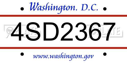 4SD2367 District Of Columbia License Plate