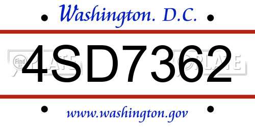 4SD7362 District Of Columbia License Plate