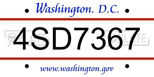 4SD7367 District Of Columbia License Plate