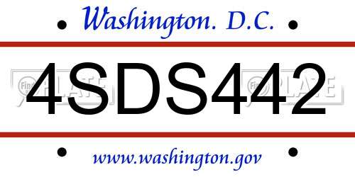 4SDS442 District Of Columbia License Plate