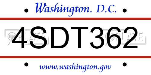 4SDT362 District Of Columbia License Plate