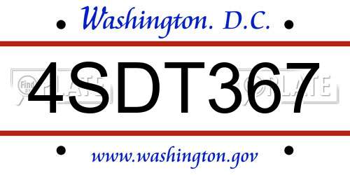 4SDT367 District Of Columbia License Plate