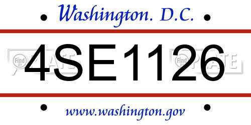4SE1126 District Of Columbia License Plate