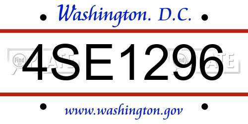 4SE1296 District Of Columbia License Plate