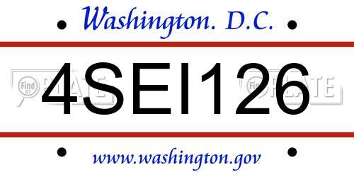 4SEI126 District Of Columbia License Plate